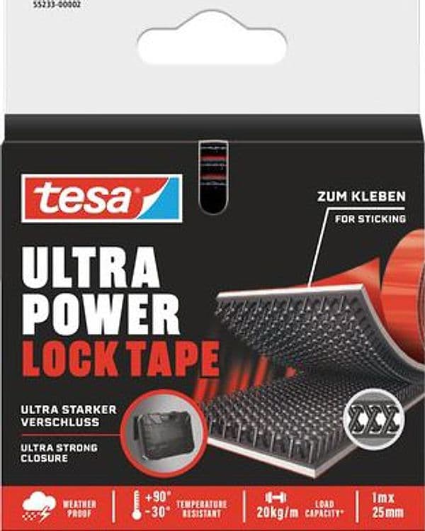 Velcro Adesivo Ultra Power Lock Tape 55233 Tesa Nero 1 ml 25 mm 2 Pezzi - 2