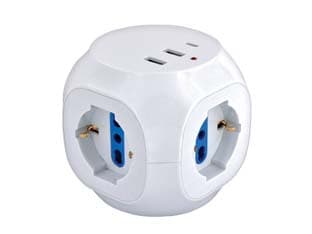 Multipresa Cubo da Tavolo 3 Bipasso Schuko + 2 Usb + 1 Usb C Syntesy - 2