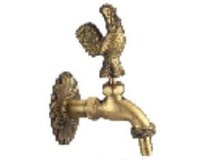 Rubinetto Artistico in Ottone Oro Anticato con Gallo Attacco M½ Raccordo - 2