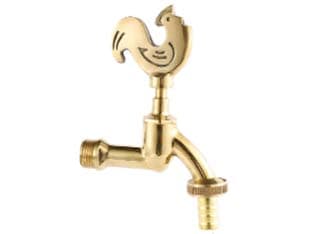 Rubinetto Artistico in Ottone Oro Lucido Gallo Limp Attacco M½ Raccordo - 2