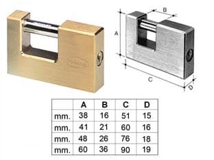 Lucchetto Rettangolare in Ottone 2800 51 mm (2850) Potent - 2