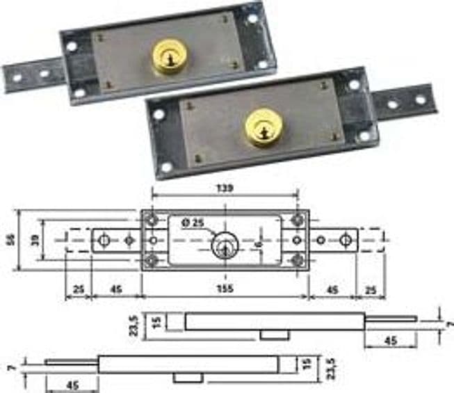 Serratura per Serranda Laterale a Cilindro Tondo Fisso 1600 Dx Sx - 2
