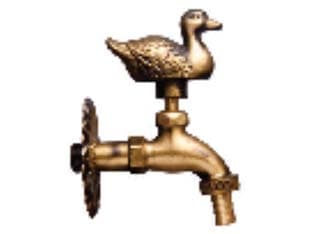 Rubinetto Artistico in Ottone Oro Anticato con Papero Attacco M½ Raccordo - 2