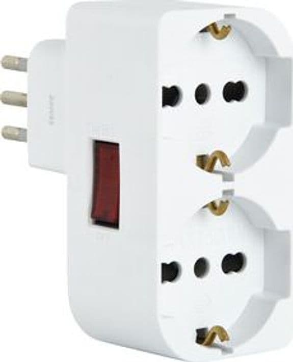 Adattatore Spina 10A 2 Prese Univ. Salvasp con Int - 2
