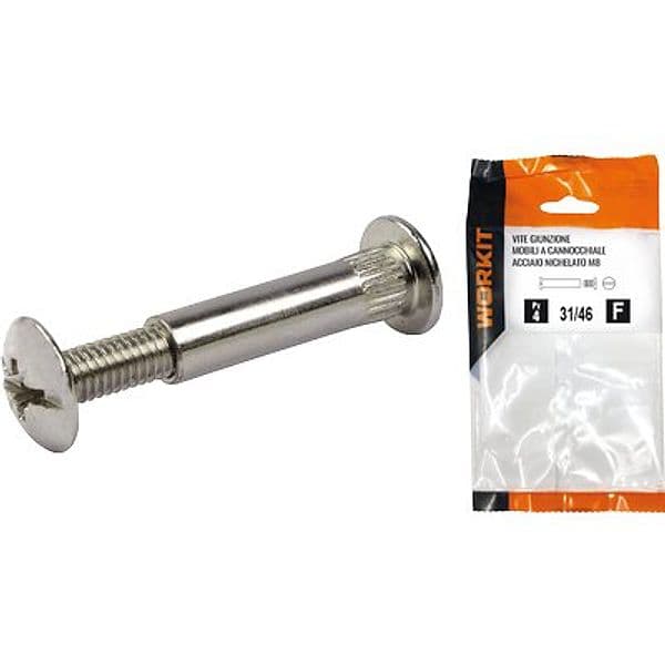 Vite Giunzione Mobili Acc Nichelato Self Workit 38 a 52 mm 8 mm 4 Pezzi