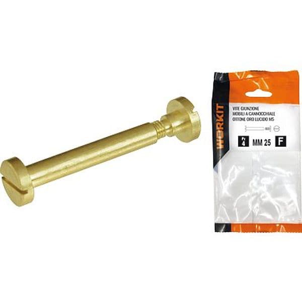 Vite Giunzione Mobili Ott Oro Lucido Self Workit 6 mm 40 mm 4 Pezzi - 2