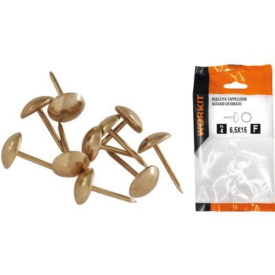 Bulletta Tappezziere Self Workit Acciaio Ottonato 6,5 x 15 mm 12 Pezzi - 2