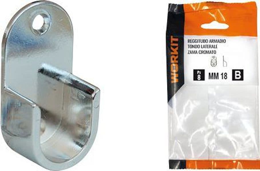 Reggitubo Armadio Tondo Laterale Self Workit Cromato 18 mm 2 Pezzi - 2