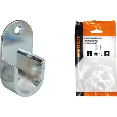 Reggitubo Armadio Tondo Laterale Self Workit Cromato 18 mm 2 Pezzi - 2
