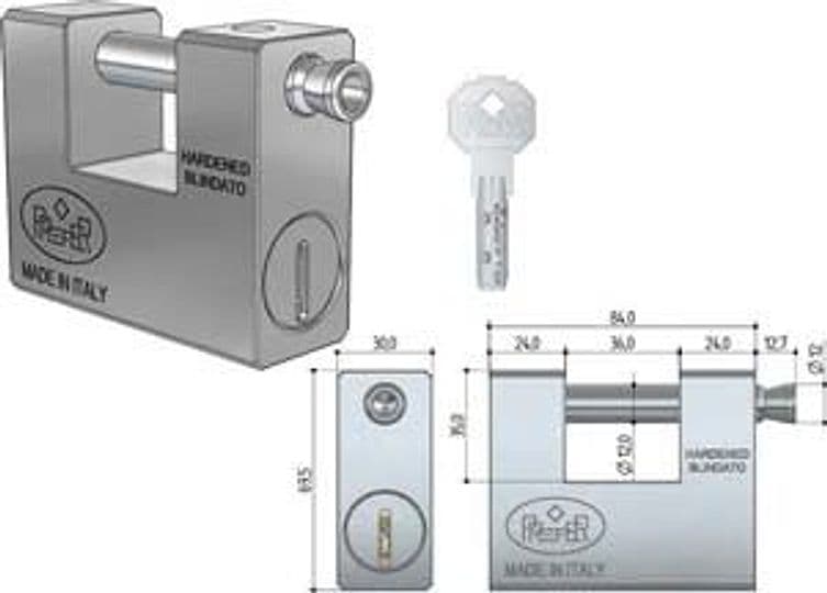 Lucchetto Rettangolare Blindato UL20 84 mm (UL20,00E3.0000) Prefer - 2