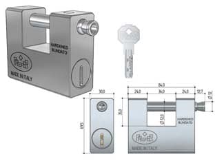 Lucchetto Rettangolare Blindato UL20 84 mm (UL20,00E3.0000) Prefer - 2