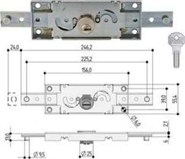 Serratura per Serranda Centrale Cilindro Tondo S211 (S211.0020) Prefer - 2