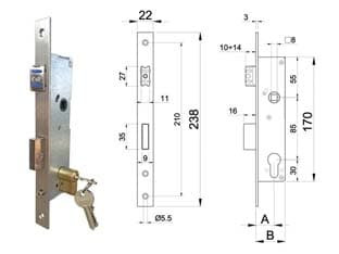 Serratura da Infilare per Montanti Entrata 30 mm ART.2505030 Ibfm - 2