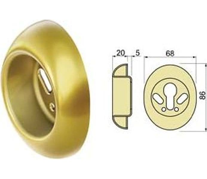 Bocchetta Antistrappo A5683GR Ottonato Lucido 68 MMX86X25H. Ø 50 mm - 2