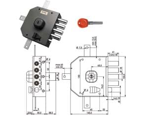 Serratura Quintuplice da Applicare con Scrocco a Pompa JM436 63 mm Sx Moia - 2