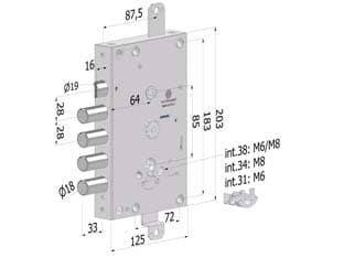 Serratura Tripl. Applic.p Porte Blind. Cil.eu Rev. INT.28 Topgear 1651 - 2