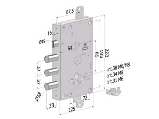 Serratura Tripl. Applic P Porte Blind. Cil.eu Rev. INT.37 Topgear 1651 - 2