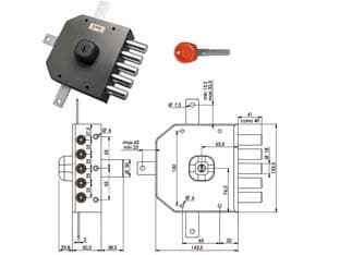 Serratura Quintuplice da Applicare Senza Scrocco a Pompa JM435 63 mm Dx - 2