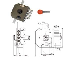 Serratura Triplice da Applicare con Scrocco con Pomolo a Pompa Cod 11372 - 2