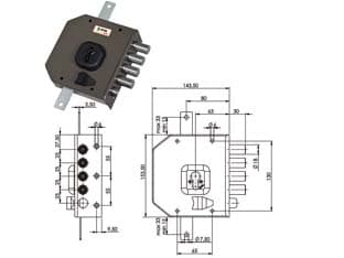 Serratura Triplice da Applicare con Scrocco Cilindro Europeo G454 63 mm Sx - 2