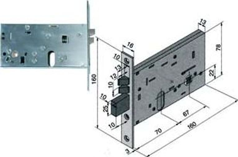 Elettroserratura da Infilare per Fasce 78 mm H 306 60 mm (30660010) Welka - 2