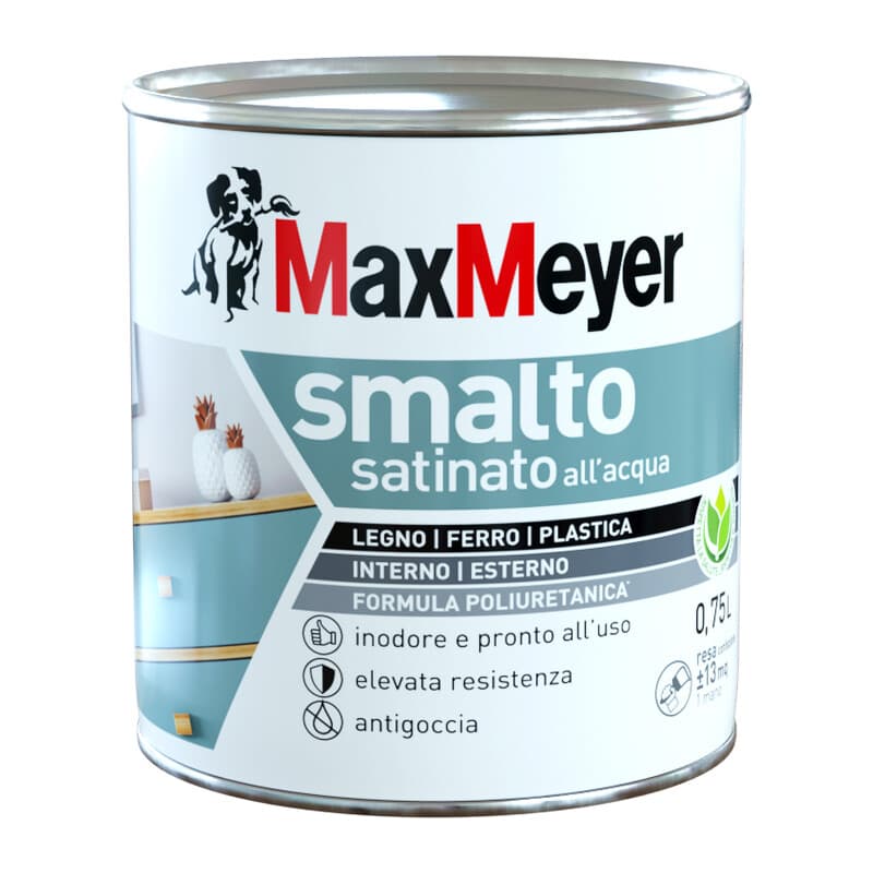Smalto Allacqua Poliuretanico Satinato 0,750 l B Co Panna Max - 2