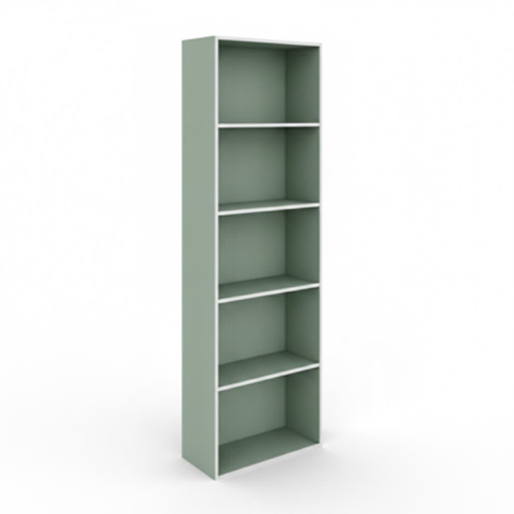 Libreria Colonna 4 Ripiani Design Moderno Colore Verde Salvia per Soggiorno - 2