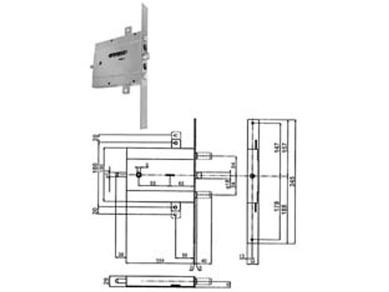 Serratura Triplice da Infilare per Porte Blindate Doppia Mappa Cod 381079 - 2