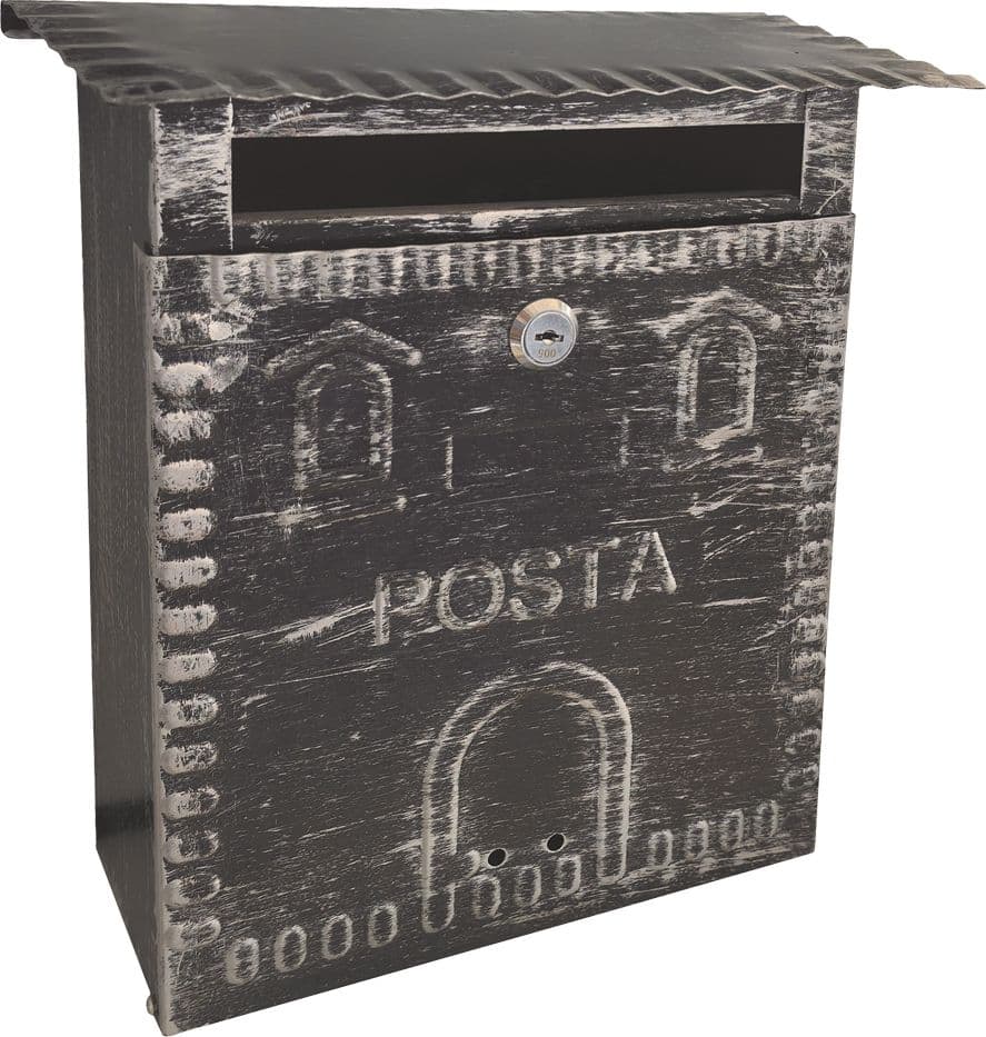 CASSETTA POSTALE 'FRESIA' cm 26x10 x h 29 - argento\nero antico  - KASART - 2