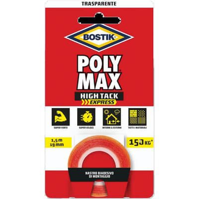 Bostik Polymax High Tack Nastro Biadesivo H 19 mm 4 Pezzi - 2