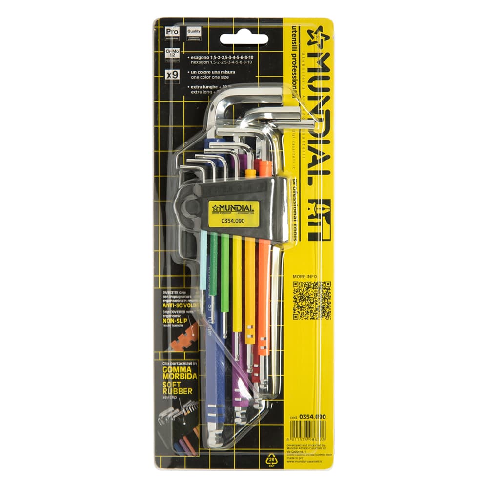 Chiavi Esagonali Plastificate Extra Lunghe in Serie (1,5 10) 9 Pezzi - 2