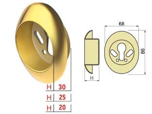Bocchetta Antistrappo KT52 Ottonato Lucido 68 MMX86X25H Ø 50 mm (KT5238) - 2