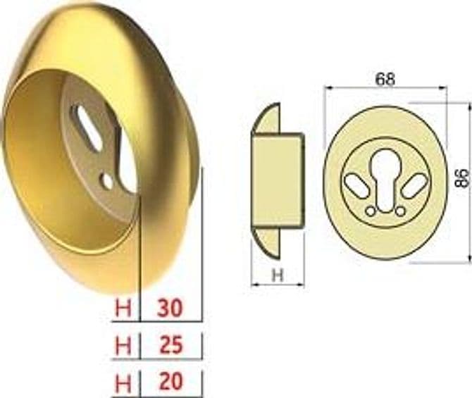 Bocchetta Antistrappo KT52 Ottonato Lucido 68 MMX86X20H Ø 50 mm (KT5239) - 2