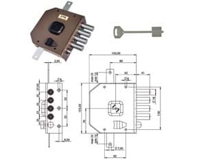Serratura Triplice da Applicare con Scrocco Doppia Mappa G414 63 mm Sx Moia - 2