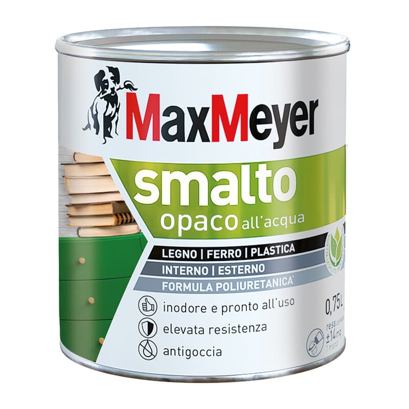 Smalto Allacqua Poliuretanico Opaco 0,750 l Bianco Max - 2