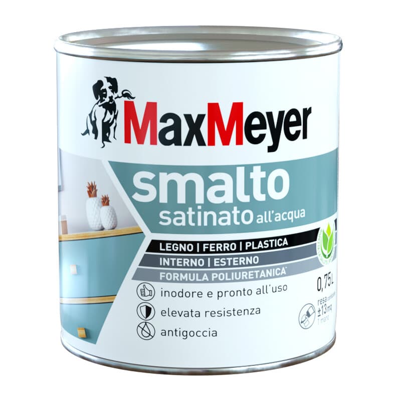 Smalto Allacqua Poliuretanico Satinato 0,750 l Grigio Fumo Max - 2