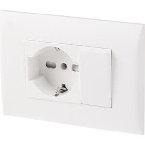Placca con Supp Pulsante e Presa Bipas Schuko Bco - 2