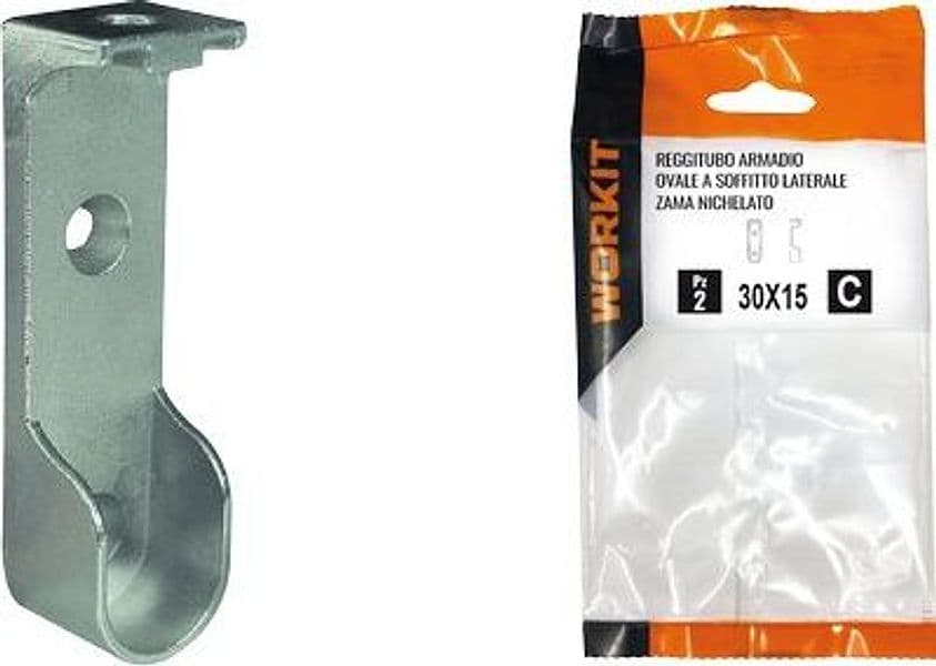 Reggitubo Armadio Ovale a Soffitto Self Workit 30 x 15 mm 2 Pezzi - 2