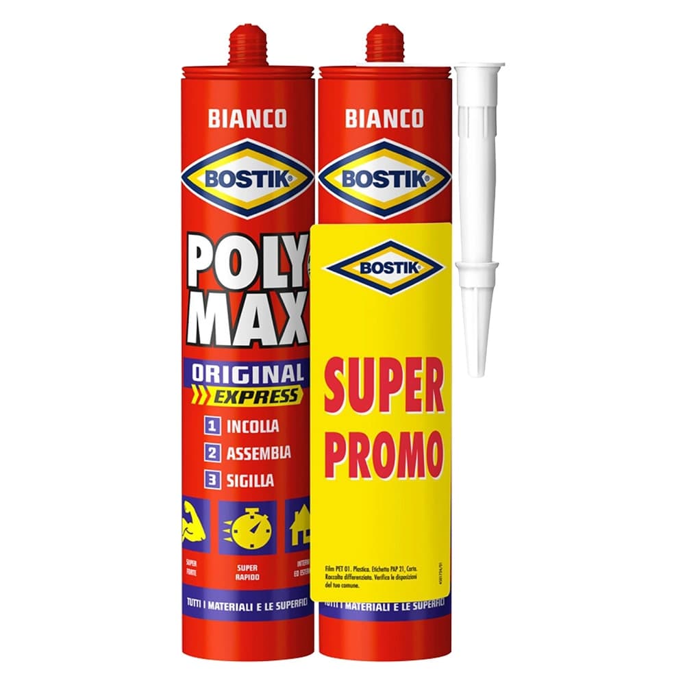 ADESIVO SIGILLANTE UNIVERSALE 'POLY MAX' ORIGINAL  2 pz - gr. 425 - bianco  - BOSTIK
