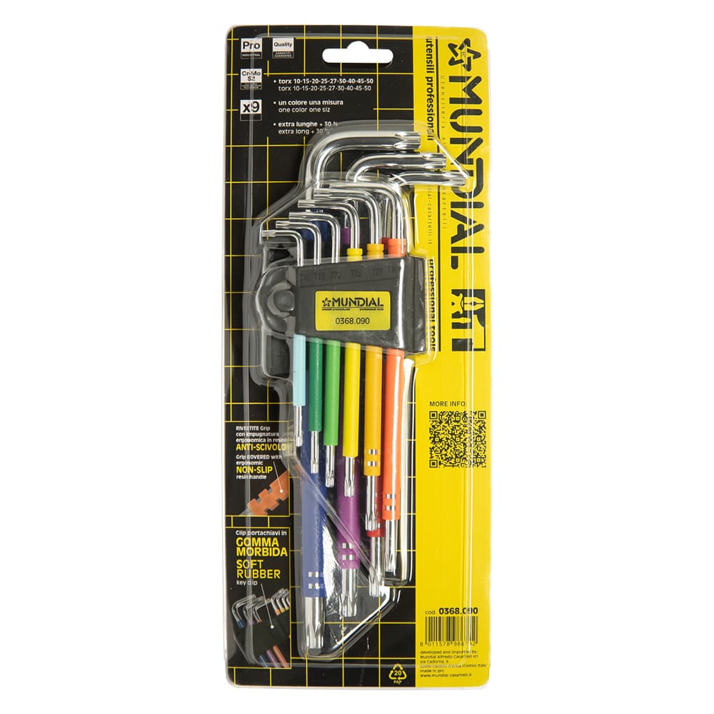 Chiavi Torx Plastificate Extra Lunghe in Serie (T10 T50) Mundial 9 Pezzi - 2
