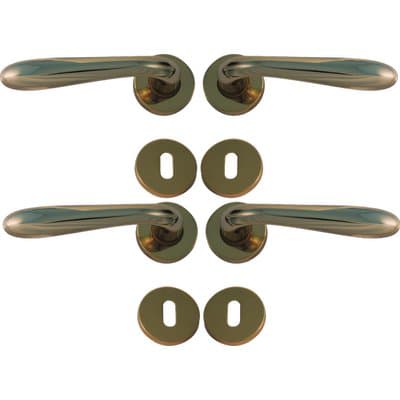 Maniglia Goccia Ottone Rosetta Foro Patent Zama Ottone Lucido Q8 4 Pezzi - 2