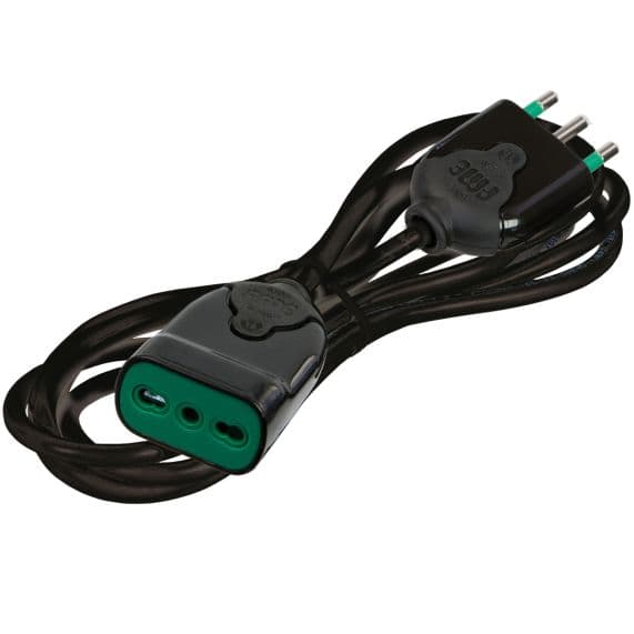 Prolunga Elettrica Lineare Bipasso Nera 3 m 3 x MMQ.1 Fanton - 2