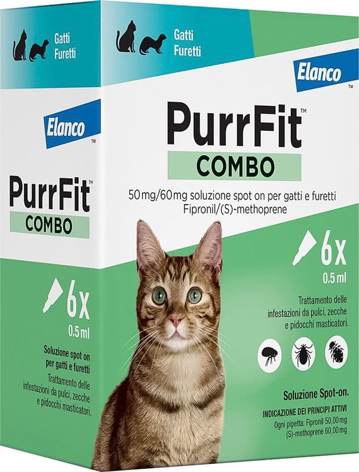 ANTIPARASSITARIO 'PURRFIT COMBO' gatti/furetti - 6 pipette ml 0,5  - ELANCO