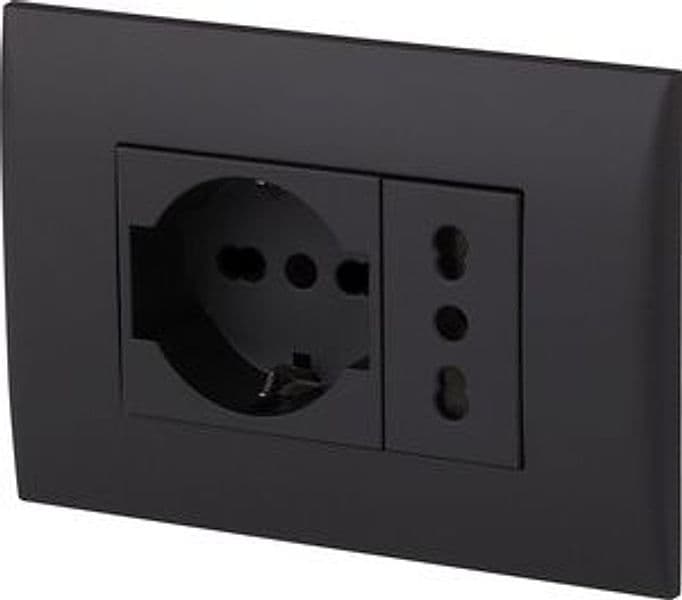 Presa Bipas Schuko Nero Placca con Supp – Idroweb