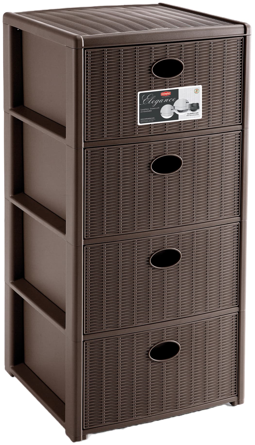 Cassettiera Elegance 4 Cassetti Cm 40 x 40X80 H Colore Tortora Stefanplast - 2