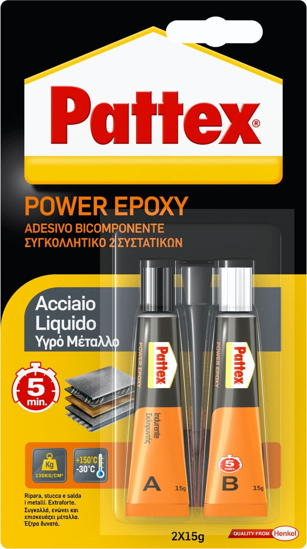 Colore La Pattex Power Epoxy Acciaio Liquido Gr. 30 6 Pezzi Henkel - 2