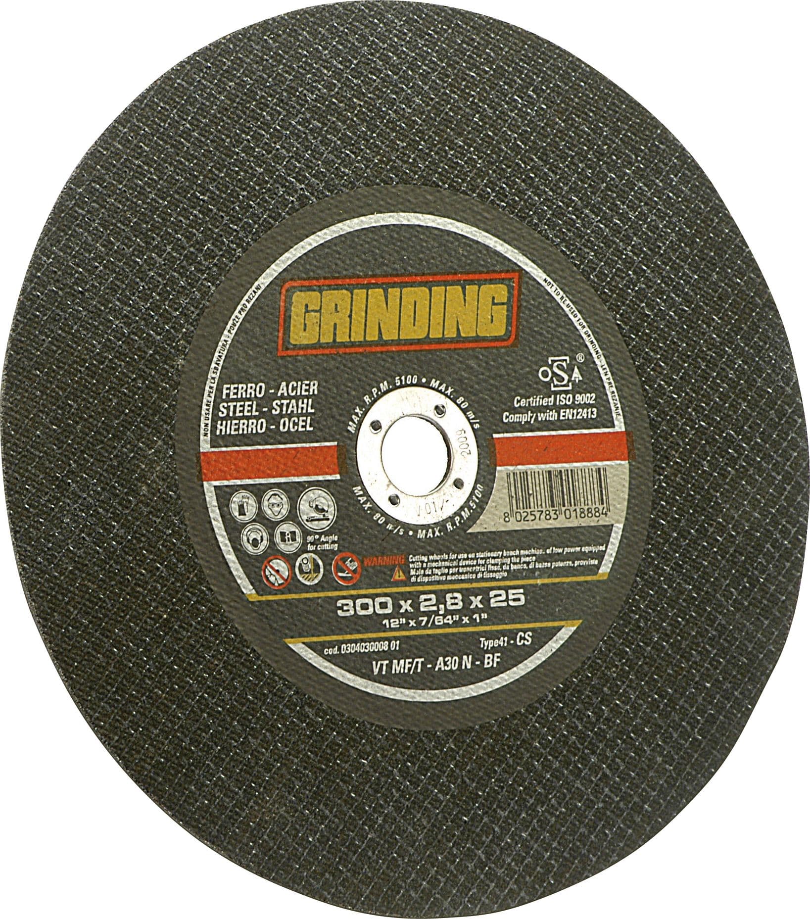 Disco Abrasivo Piano per Inox Ø Mm 300 x 2 8X25 4 25 Pezzi Grinding - 2