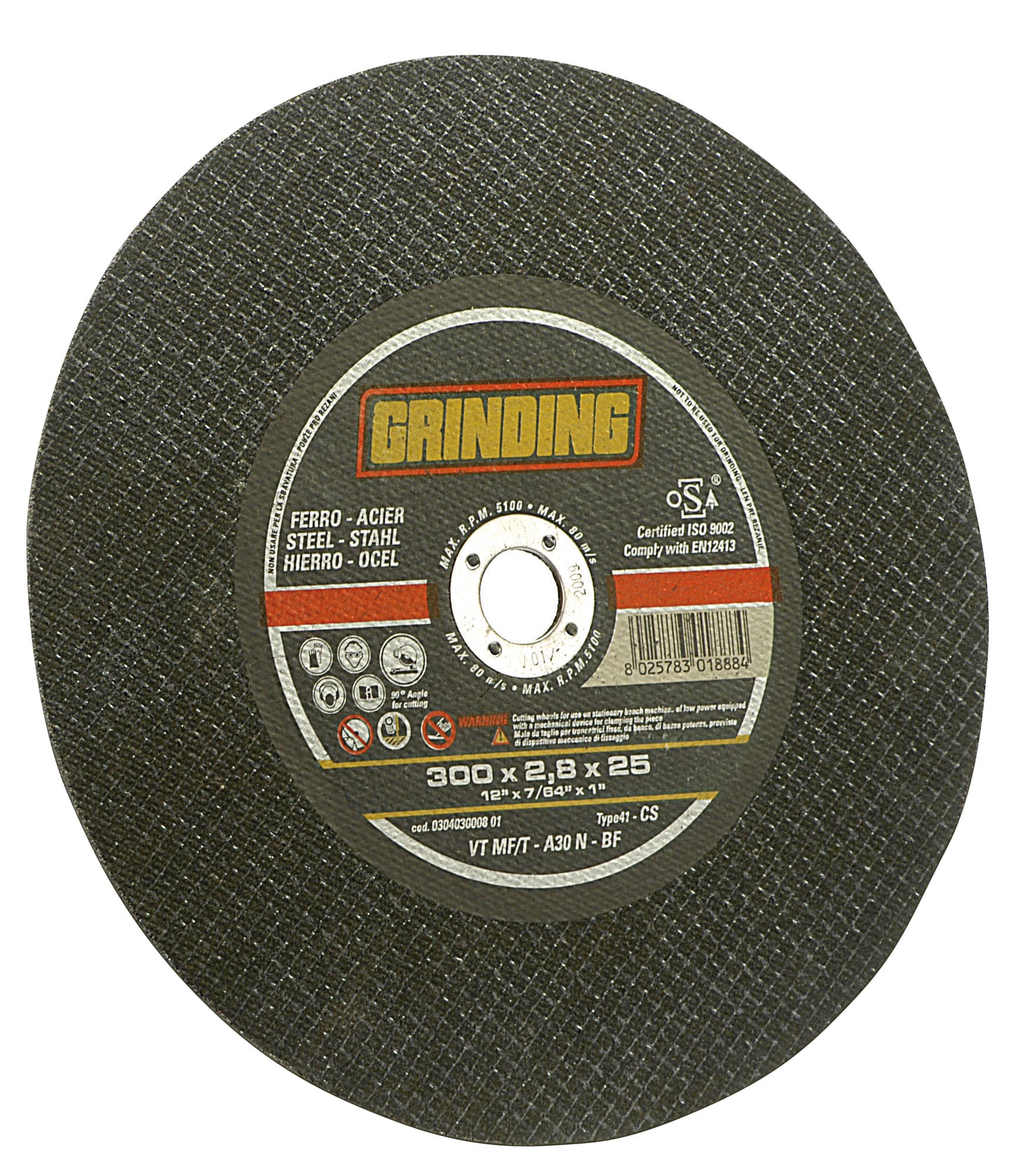 Disco Abrasivo Piano per Inox Ø Mm 300 x 2 8X25 4 25 Pezzi Grinding - 2