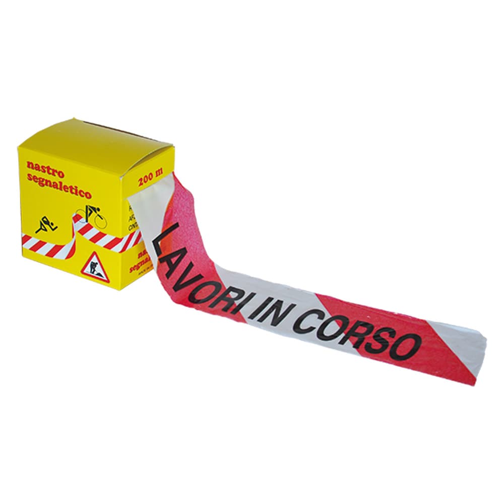 Nastro Segnaletico X Lavori in Corso 7 Cm 200 Mt Bianco - 2