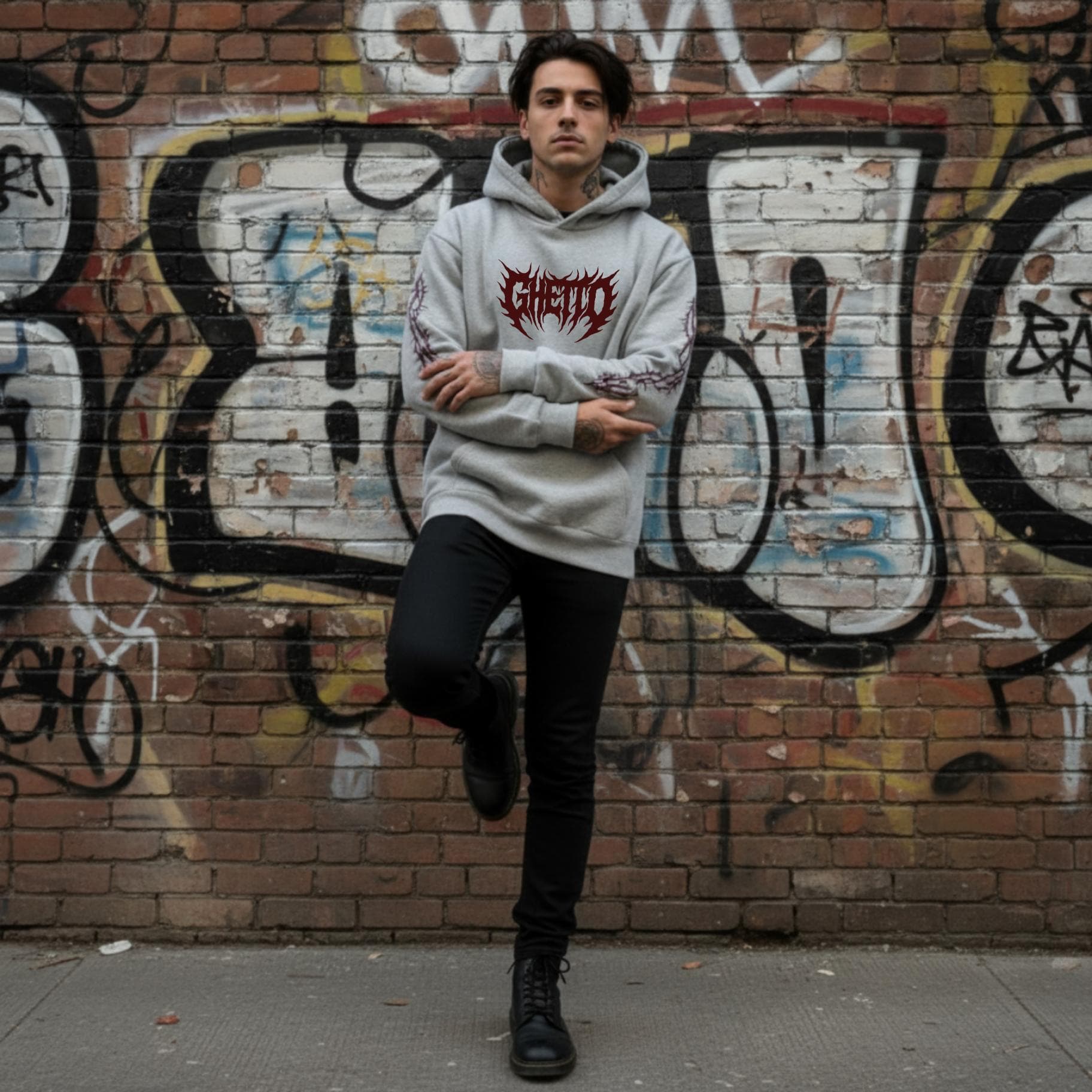 Felpa Ghettoblaster Metal hoodie heather grey - 6